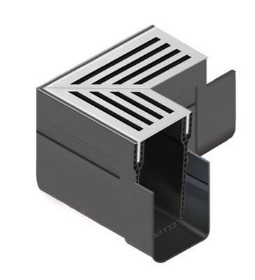Aco Slimline Eckelement mit Rost aus Alu silber