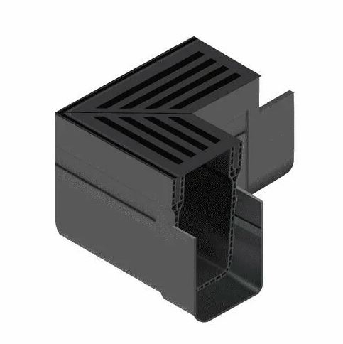 Aco Slimline Eckelement mit Rost aus Aluminium schwarz