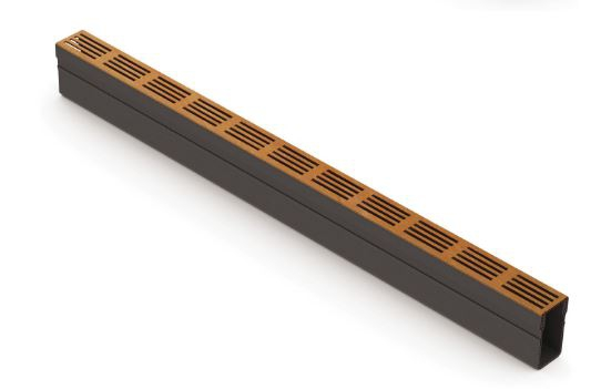 Aco Slimline Entwässerungsrinne mit Rost Cortenstahl 1 m
