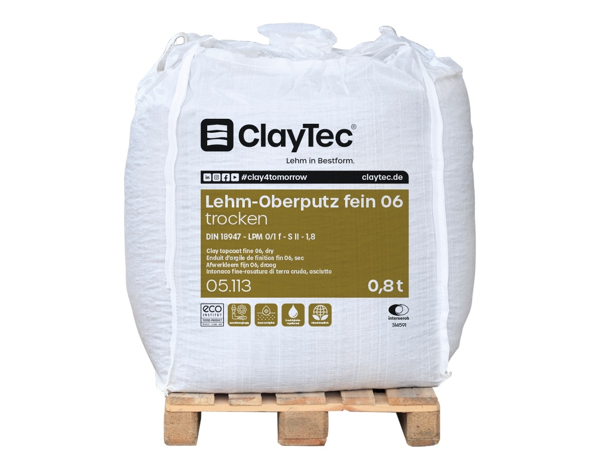 Claytec Lehm-Oberputz fein 06 trocken 800 kg