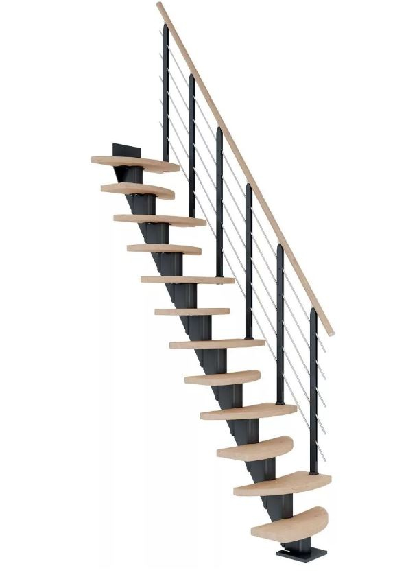 Dolle Mittelholmtreppe Berlin anthrazit Eiche weiß inkl. Edelstahlgeländer