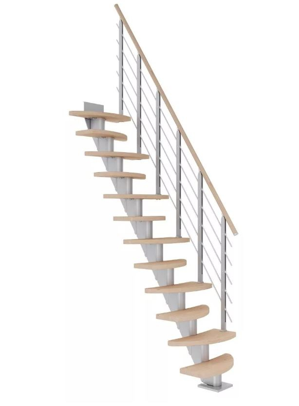 Dolle Mittelholmtreppe Berlin perlgrau Eiche weiß inkl. Edelstahlgeländer