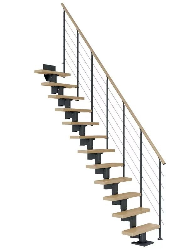 Dolle Mittelholmtreppe Dublin anthrazit Ahorn versiegelt gerade 65 cm Breite