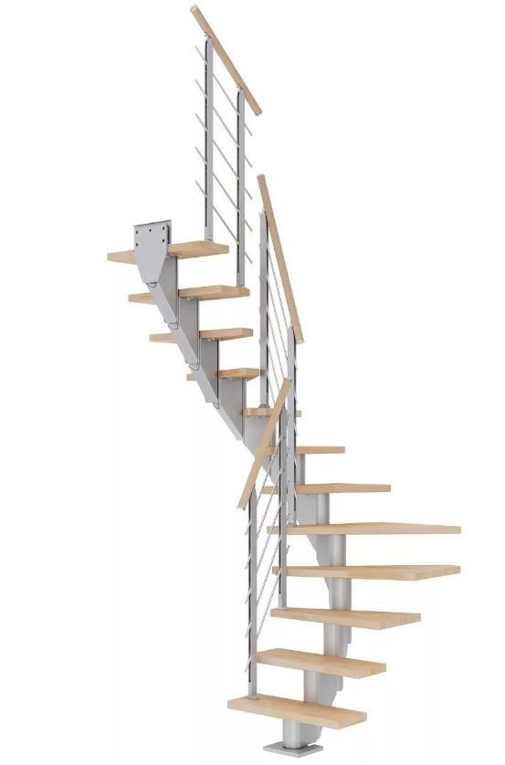 Dolle Mittelholmtreppe Frankfurt Buche 1/2 gewendelt perlgrau 65 cm Breite 