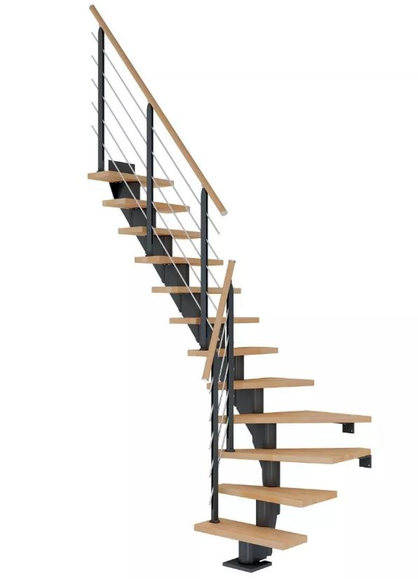 Dolle Mittelholmtreppe Frankfurt Buche 1/4 gewendelt anthrazit 75 cm Breite 