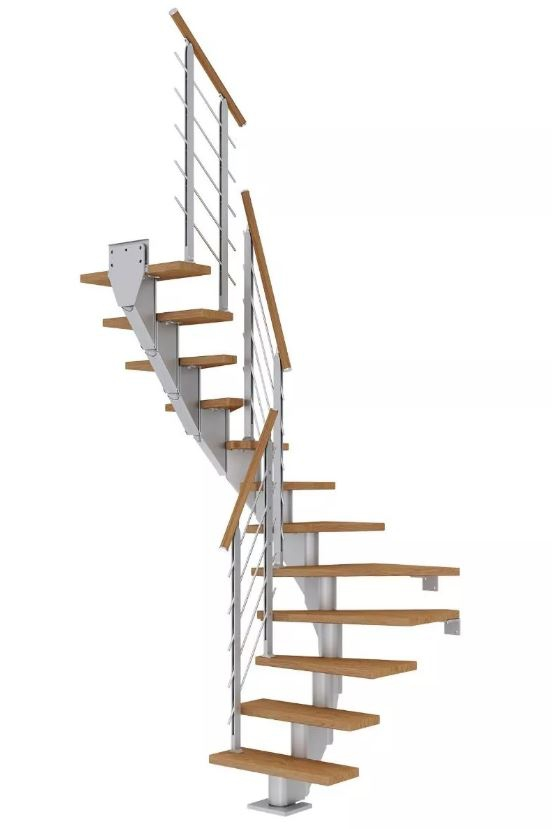 Dolle Mittelholmtreppe Frankfurt Eiche 1/2 gewendelt perlgrau 75 cm Breite 