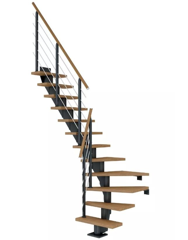 Dolle Mittelholmtreppe Frankfurt Eiche 1/4 gewendelt anthrazit 75 cm Breite 