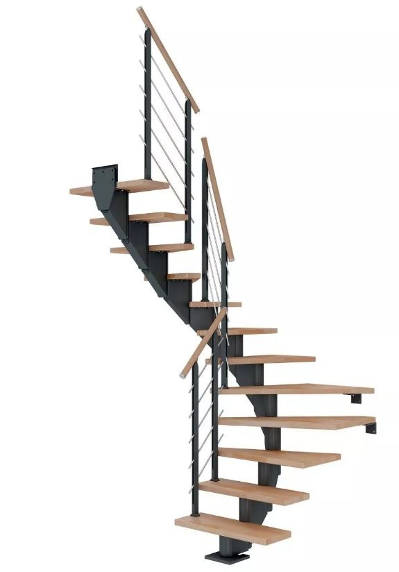 Dolle Mittelholmtreppe Hamburg Buche 1/2 gewendelt anthrazit 75 cm Breite inkl. Designgeländer