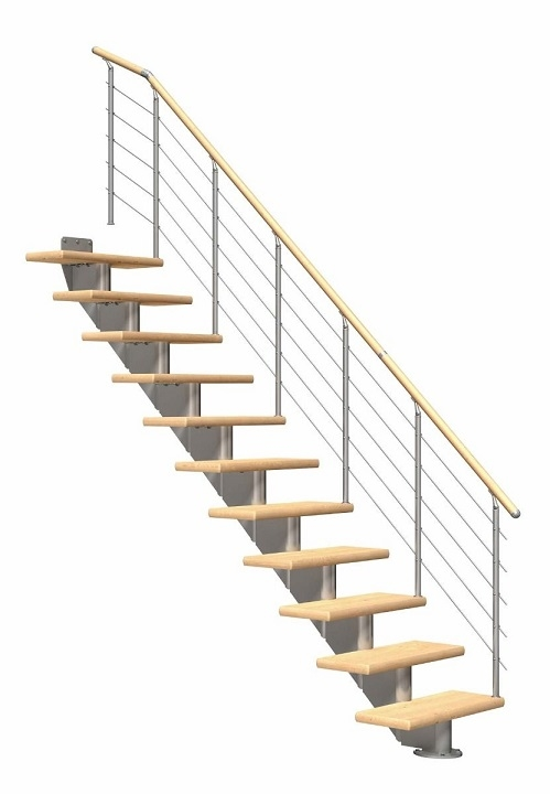 Dolle Mittelholmtreppe Hamburg Eiche weiss geölt gerade perlgrau 75 cm Breite inkl. Designgeländer