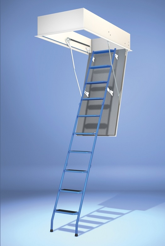 Wellhöfer Bodentreppe Stahlblau Wärmeschutz 3D