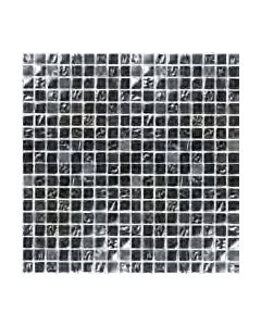 Mosaik Naturstein-Glas Kombi Marmor Schwarz/Glas Schwarz (1,5 x 1,5 cm) 30,5 x 30,5 x 0,8 cm