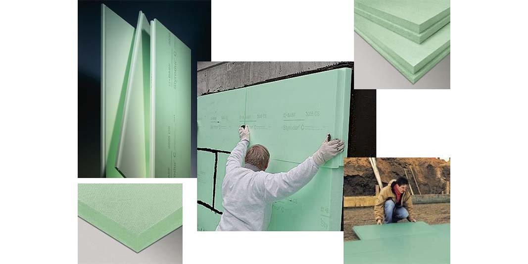 Mosaik von verschiedenen Bilder in denen Styrodur verarbeitet wird Mosaik von verschiedenen Bilder in denen Styrodur verarbeitet wird